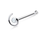 Circular Stone Comma Shaped Bone Nose Stud NSKD-668